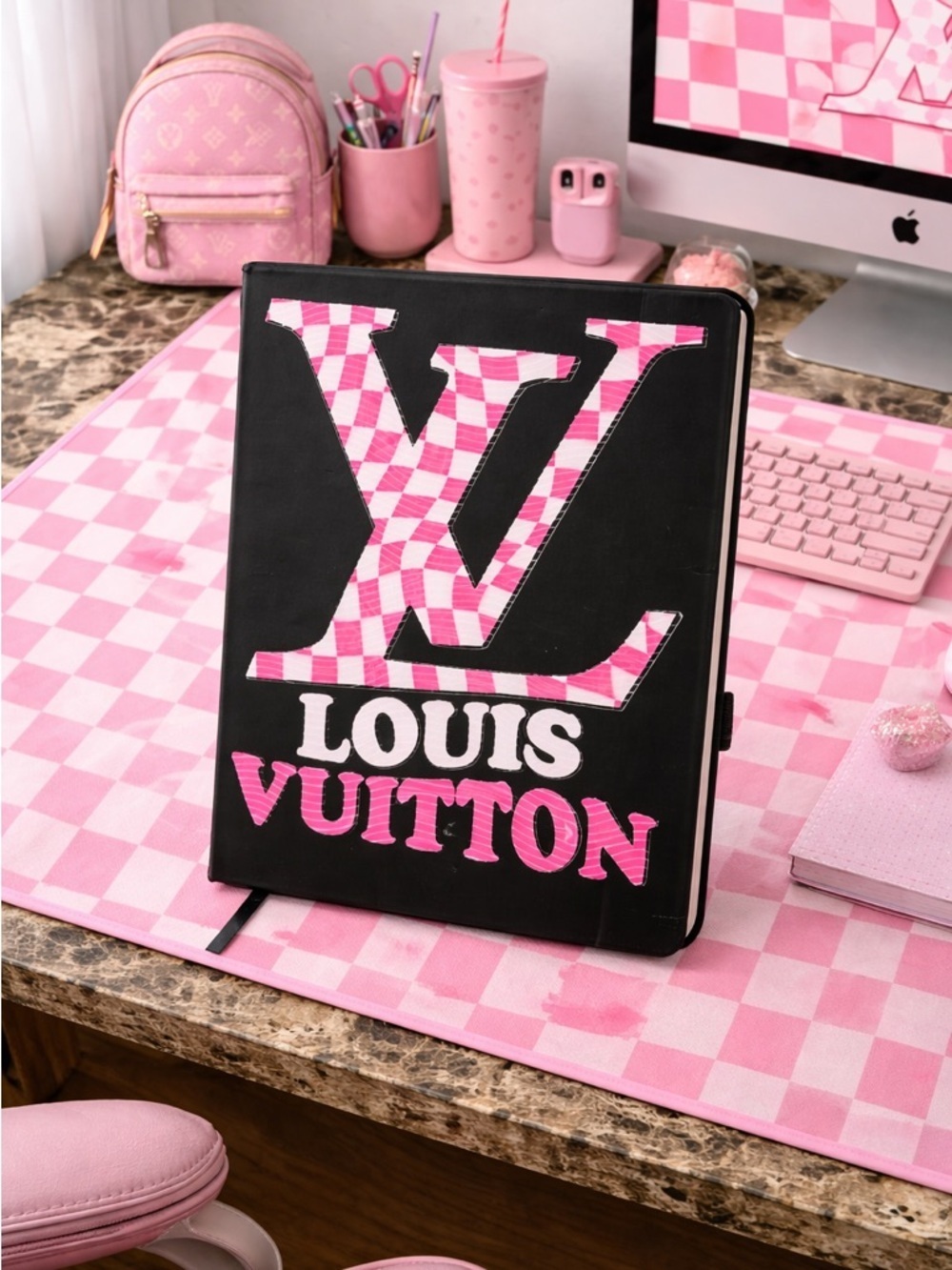 Black Cover with Pink Checkerboard Logo Journal